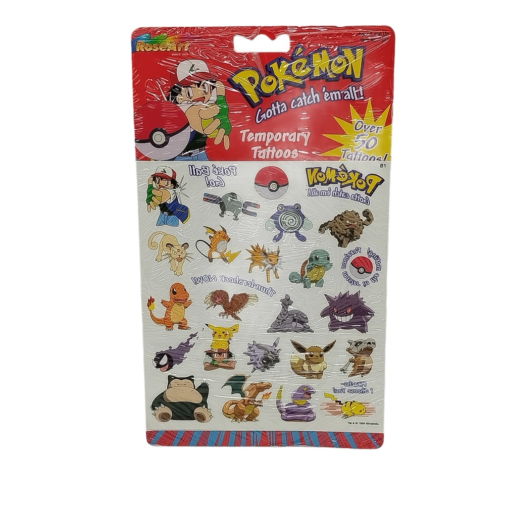 1999 Pokemon Temporary Tattoos Rose Art Sealed Gen 1 Anime Gaming Collectible